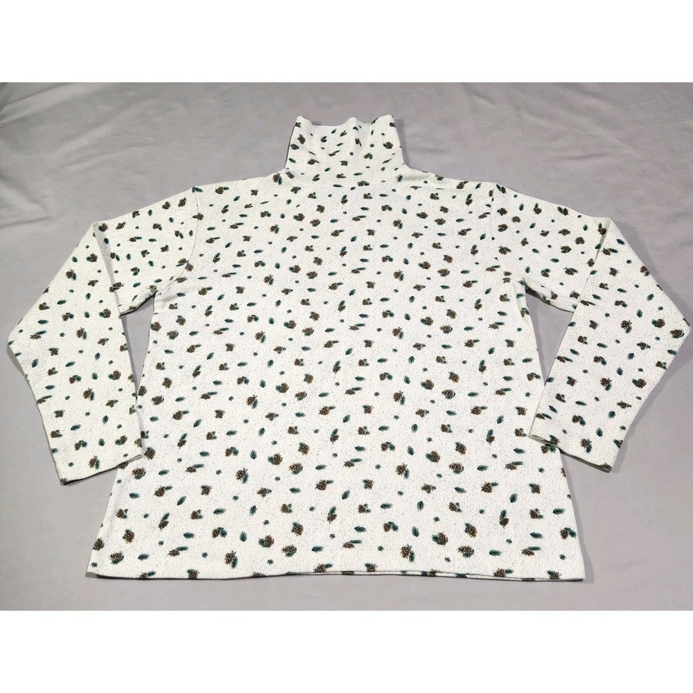 Y2K Pinecone‎ & Spruce Twig Leaf Turtleneck Medium Grandmacore Cabincore Lodge